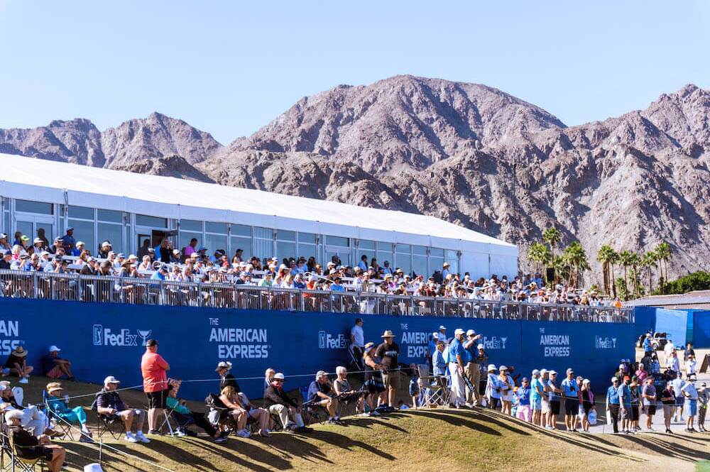 champions club tent and stands at course